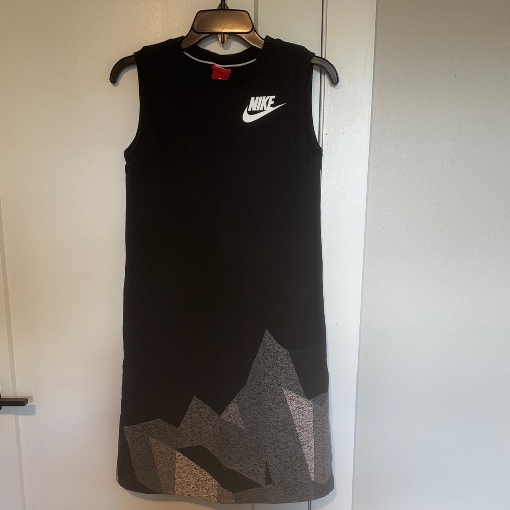 Nike Black and Gray Geometric Sweatshirt Dress